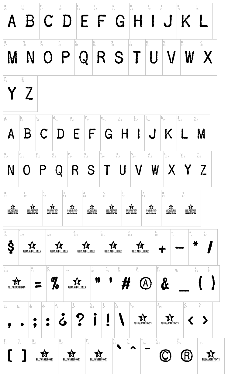 Old Type font map